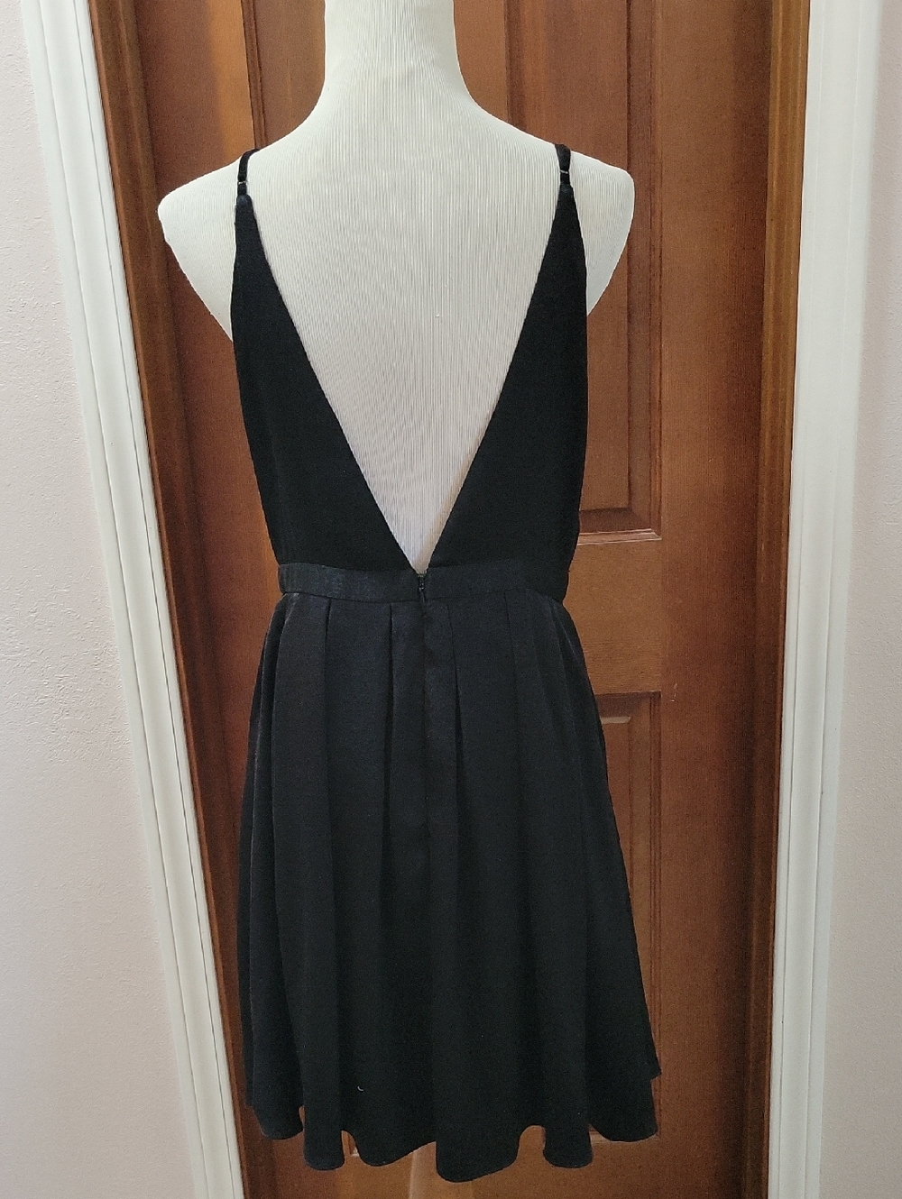 Free People Black Plunge Mini Dress with Strappy Front - Picture 3 of 6